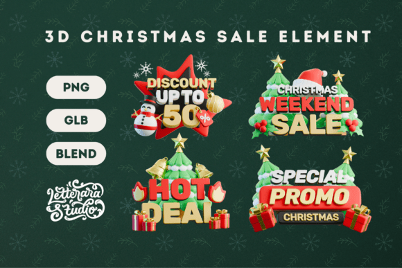 Elevate Your Holiday Design Projects with 3D Christmas Elements
