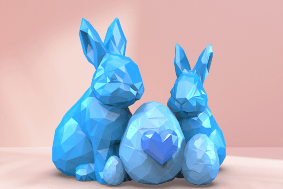 Modern Spring Ambiance with Low Poly Easter Bunny Decor