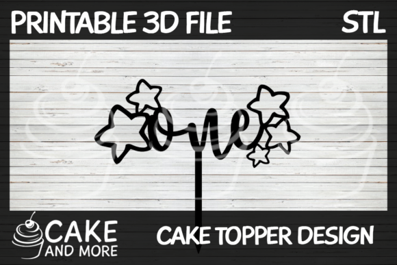 Playful One with Stars Cake Topper: A 3D Printed Celebration