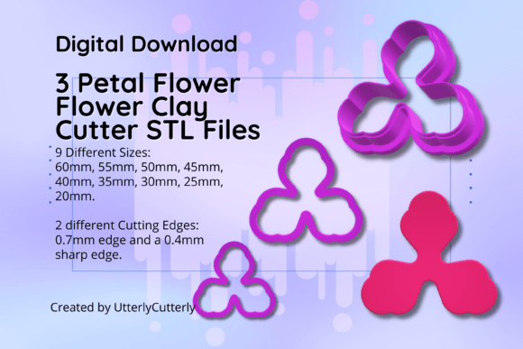 Unlock Your Creativity with the Clay Cutter STL File 3 Petal Flower-Bot
